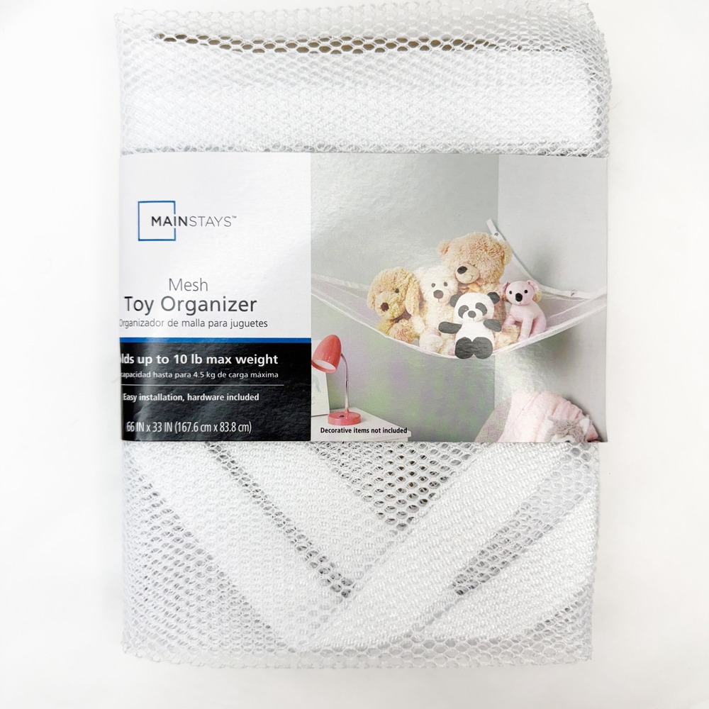 Mainstays Mesh Toy Organizer Arctic White Corner Hammock 66x33 Net 5000075AT-200